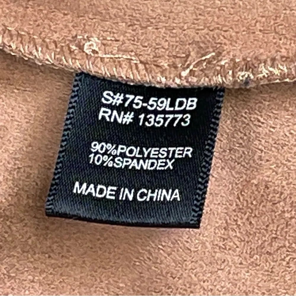 OLIVACEOUS ~ Tan Vegan Suede Dress with Bell Sleeves and Tie Detail ~Size Med - Picture 12 of 12